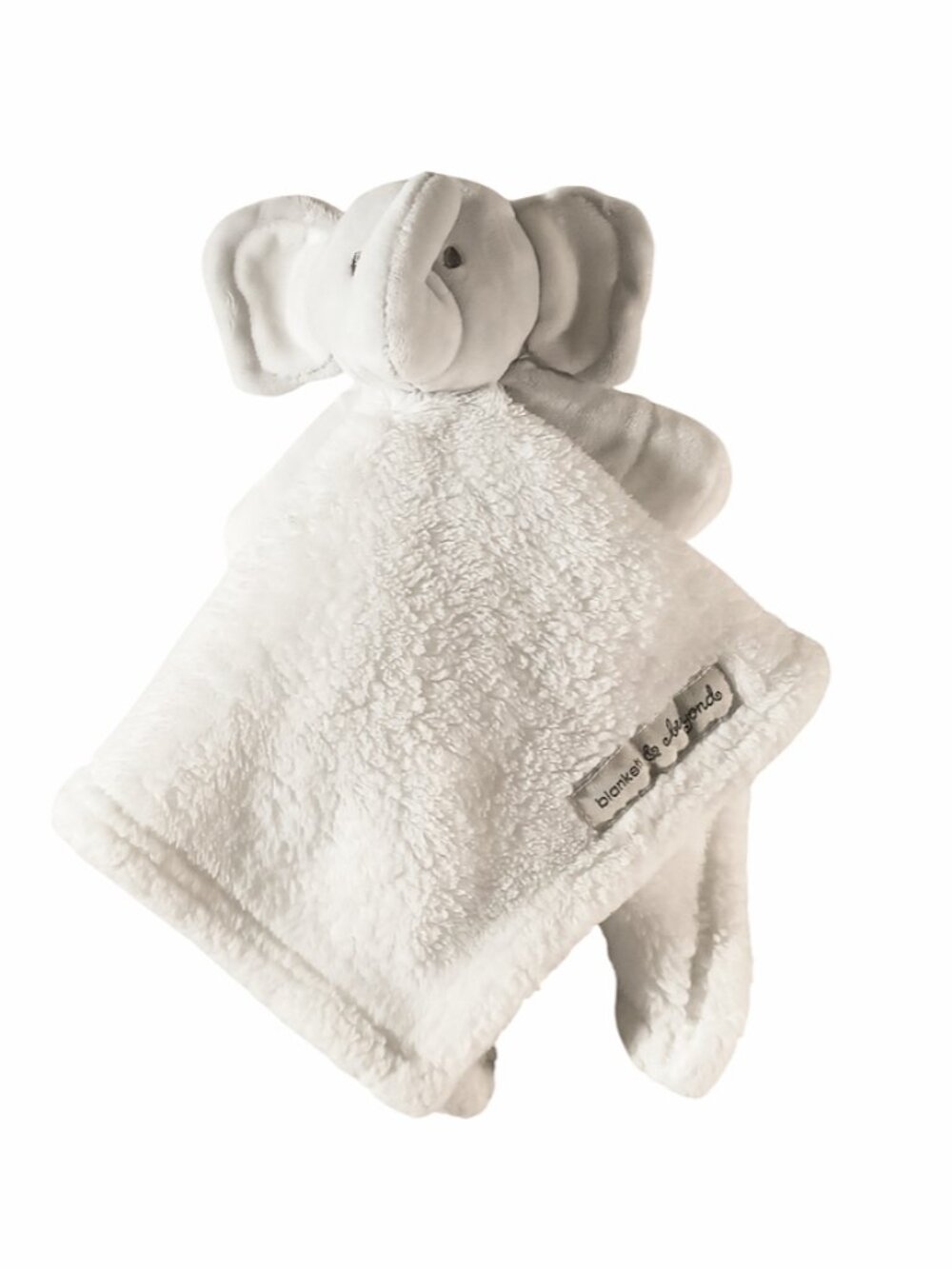 2016 Blankets & Beyond Gray Elephant White Lovey Security Blanket 14" X 14"